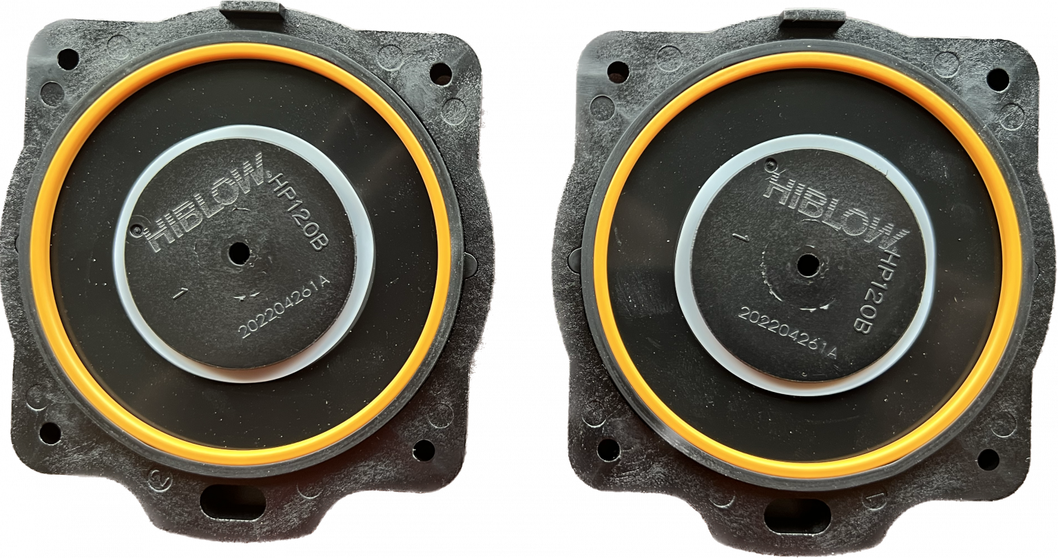 HP100/120 HIBLOW Rebuild Kits Have HIBLOW Logo on the Diaphragms
