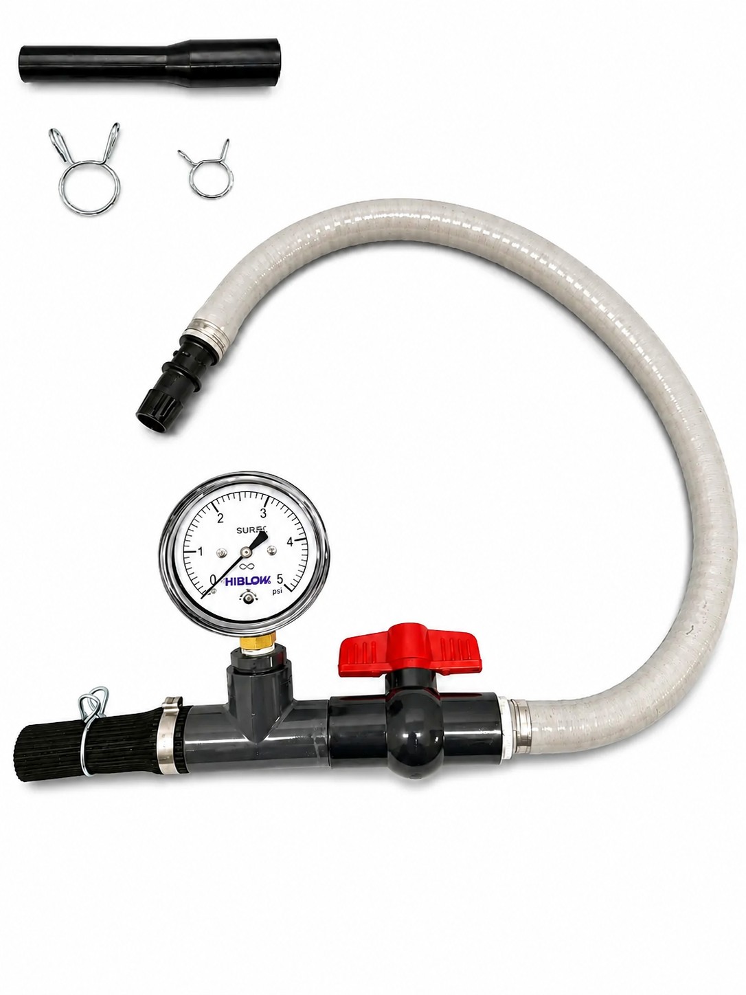 Pressure gauge measuring 0 to 5 PSI