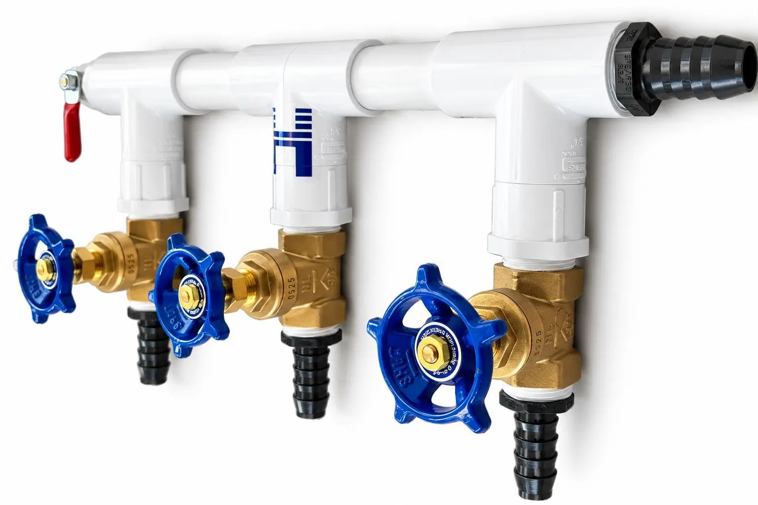 3 valve manifold with spin knobs for opening and closing airflow
