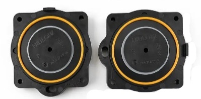 Close-up of 2 diaphragms with HIBLOW logo
